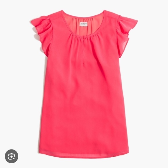 J. Crew flutter sleeve keyhole top in guava - Picture 3 of 9